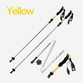 Lightweight 5-section Foldable 7075 Trekking Pole Hiking Pole (Color: yellow)