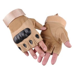 XG-TG2 Hard Knuckle Tactical Gloves (Half Finger) Military Style (Product Color: Khaki, size: medium)